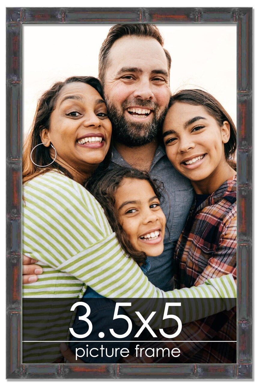 3.5x5 Thin Bamboo Picture Frame with UV-Resistant Acrylic & Acid Free Backing, Available in 2 Finishes - Gold and Brown